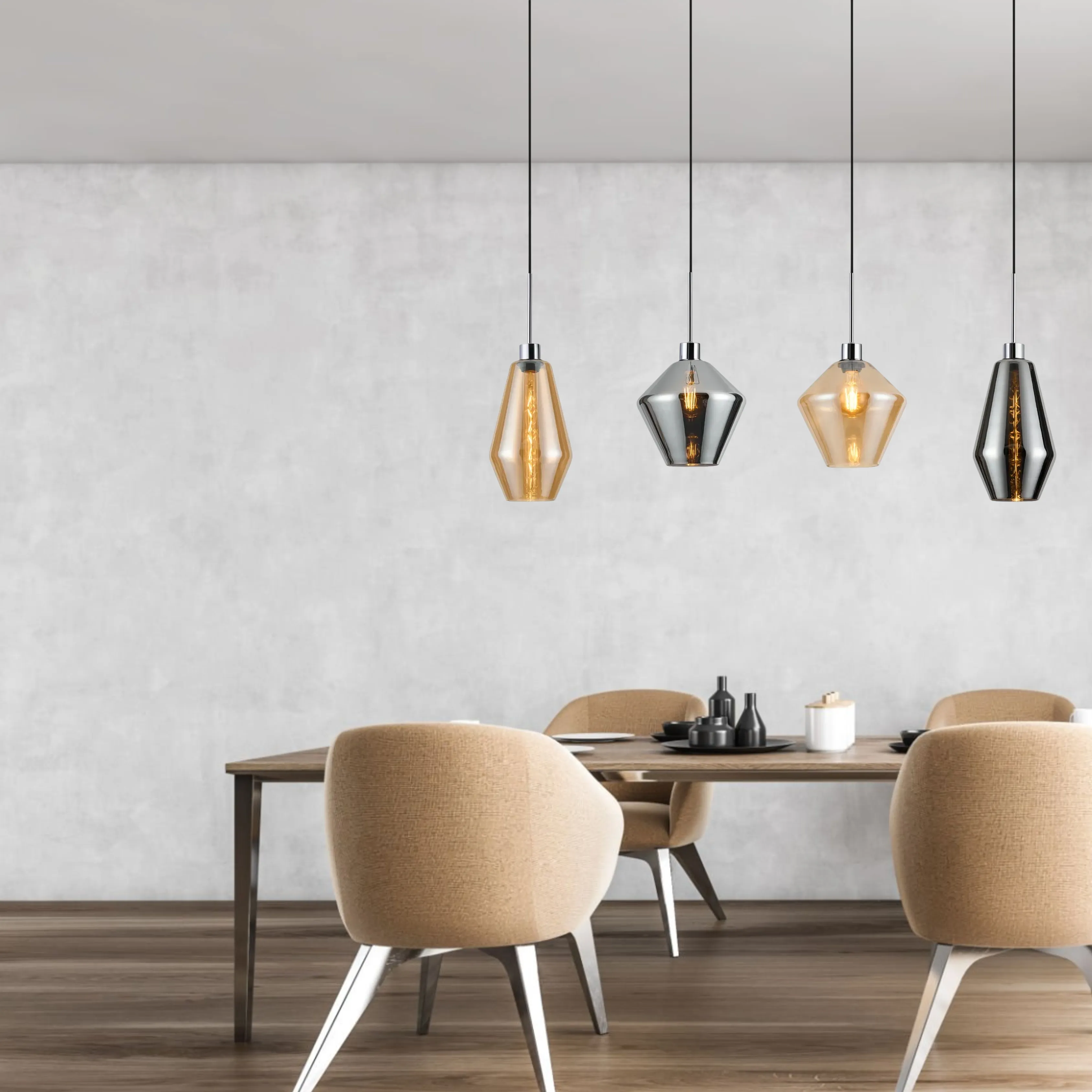 Lori Polished Chrome Ceiling Lights Deco Linear Fittings